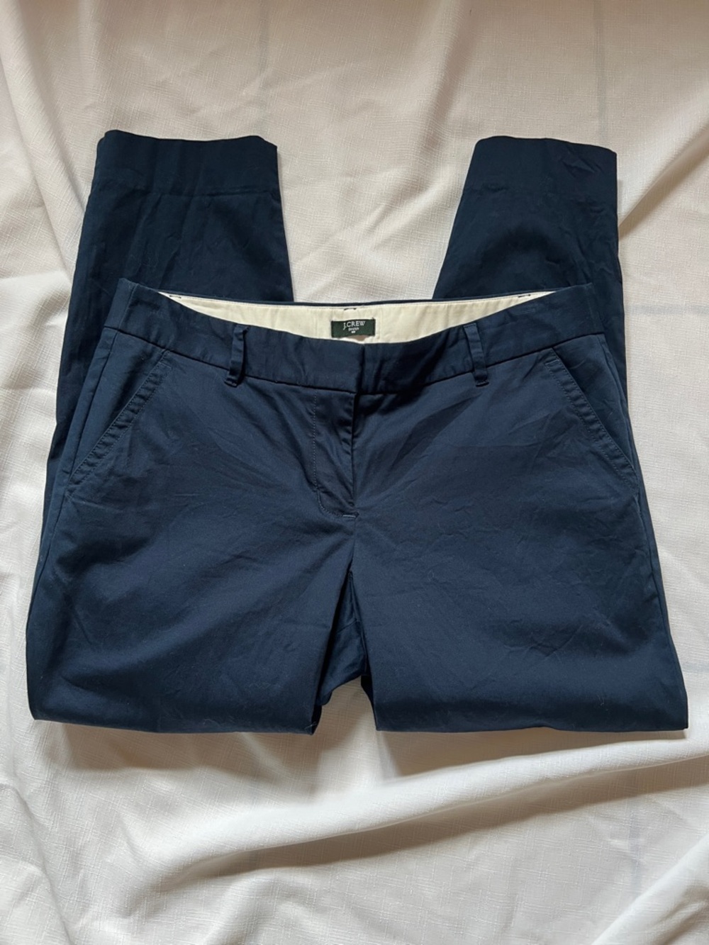 J. Crew Navy Trousers with Coral Trim